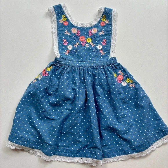 Mini Boden | Dresses | Mini Boden Blue Floral Embroidered Dress